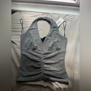 MORGAN Morgan de Toi NWT Silver Sparkly Top Women’s Size S